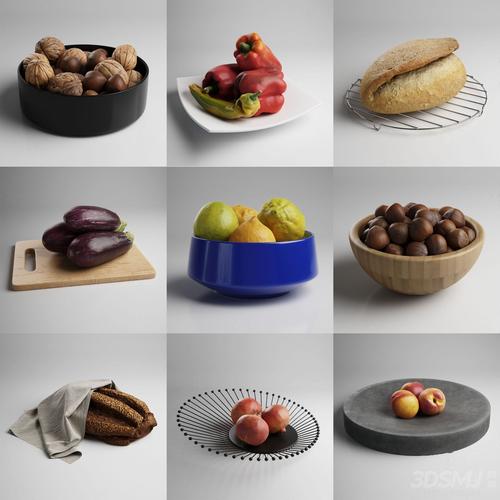 现代柠檬水果食物组合3d模型